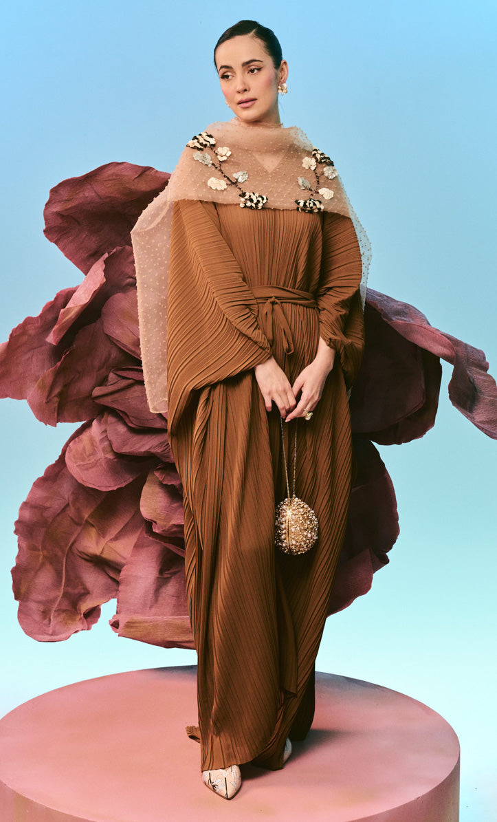 Inara Brown Dress with Ribbon