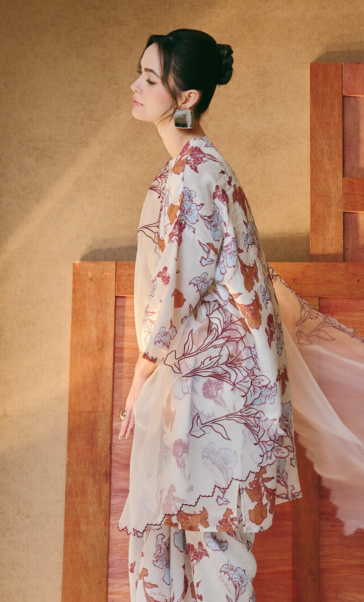 Calla Lilies Long Kurung Opah Set