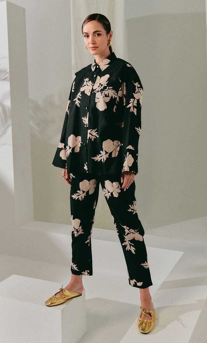 Jane Top With Tapered Pants – Flowers Cotton