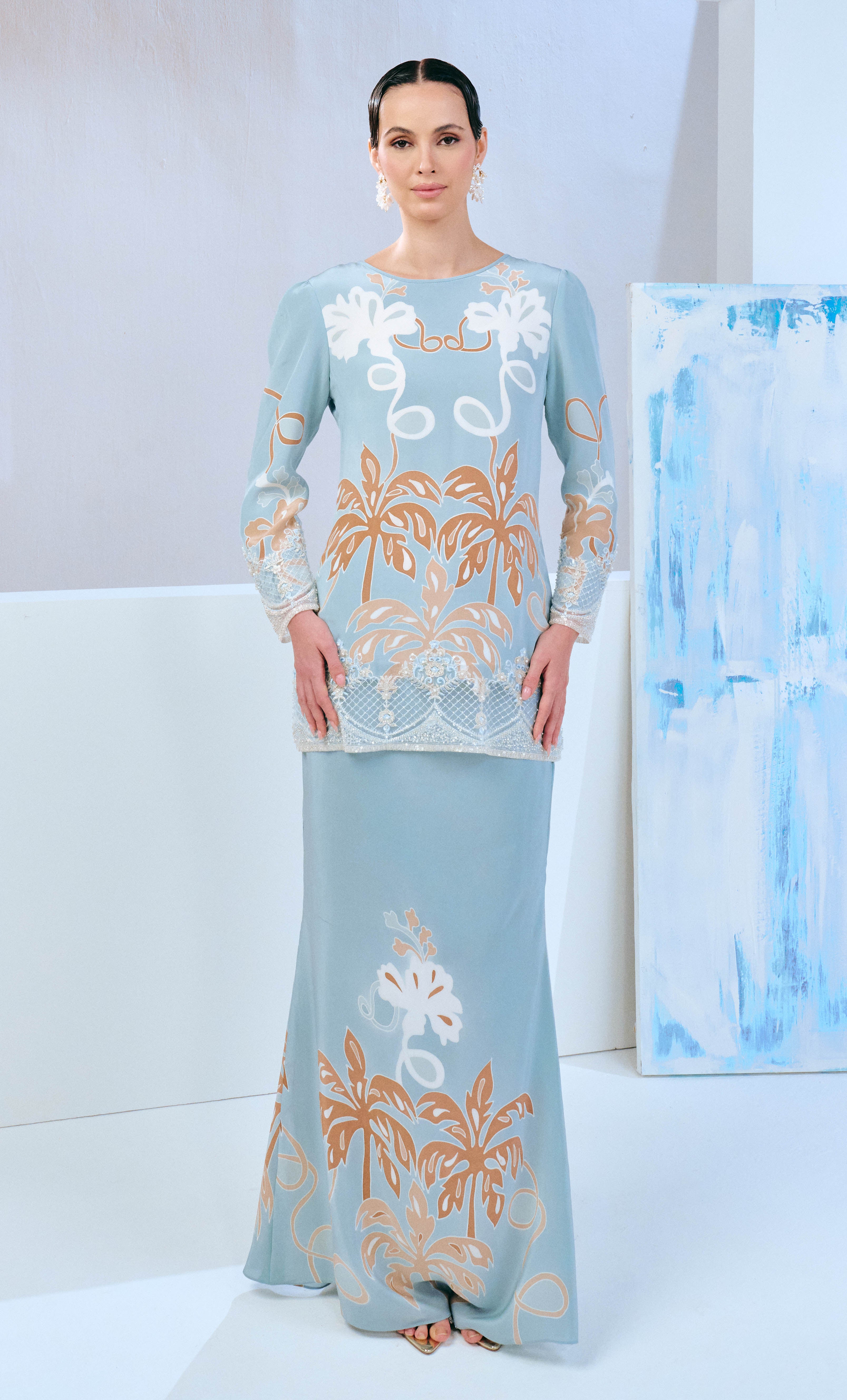 Luxe Kurung Modern with Selendang - Palmflo