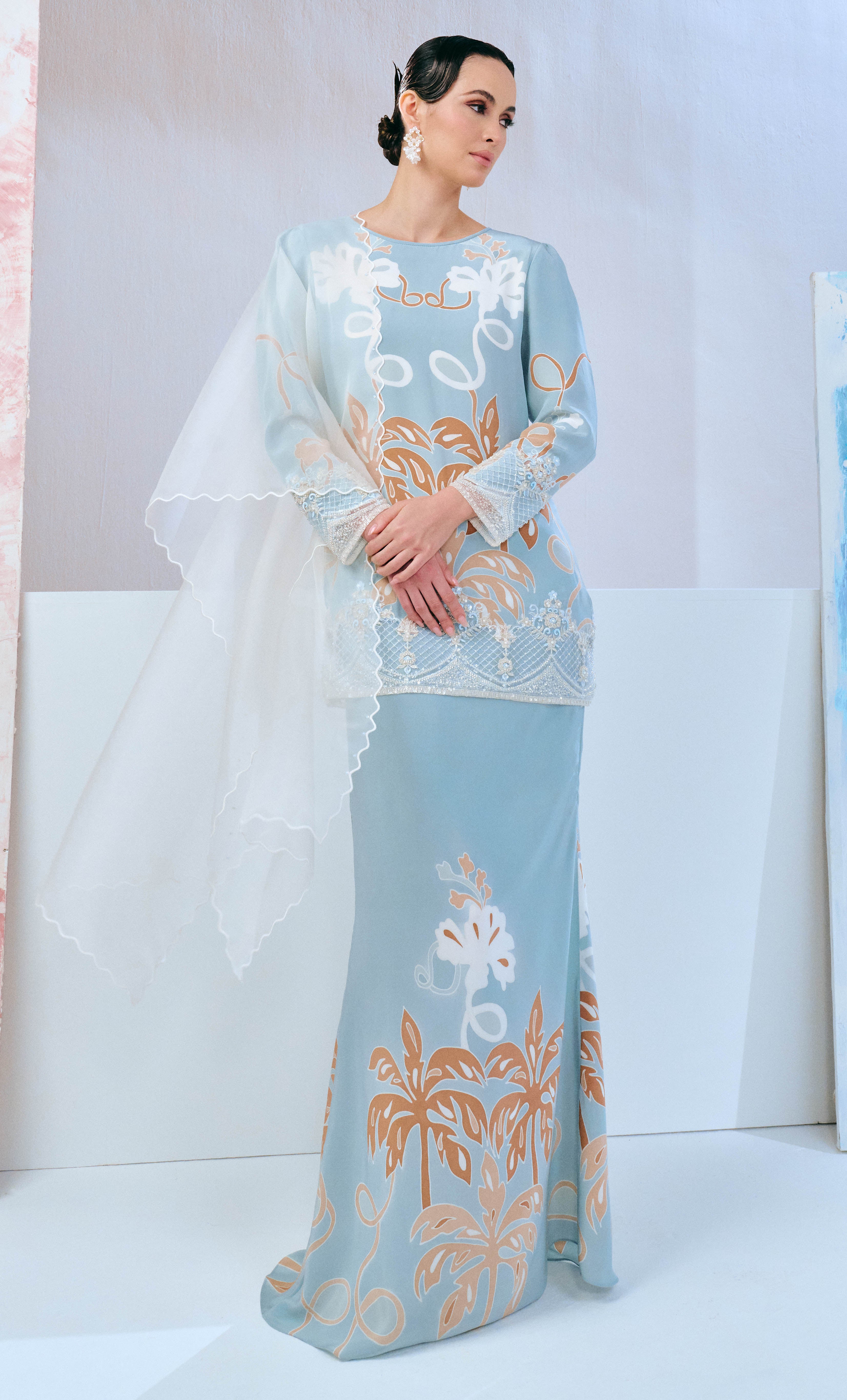 Luxe Kurung Modern with Selendang - Palmflo