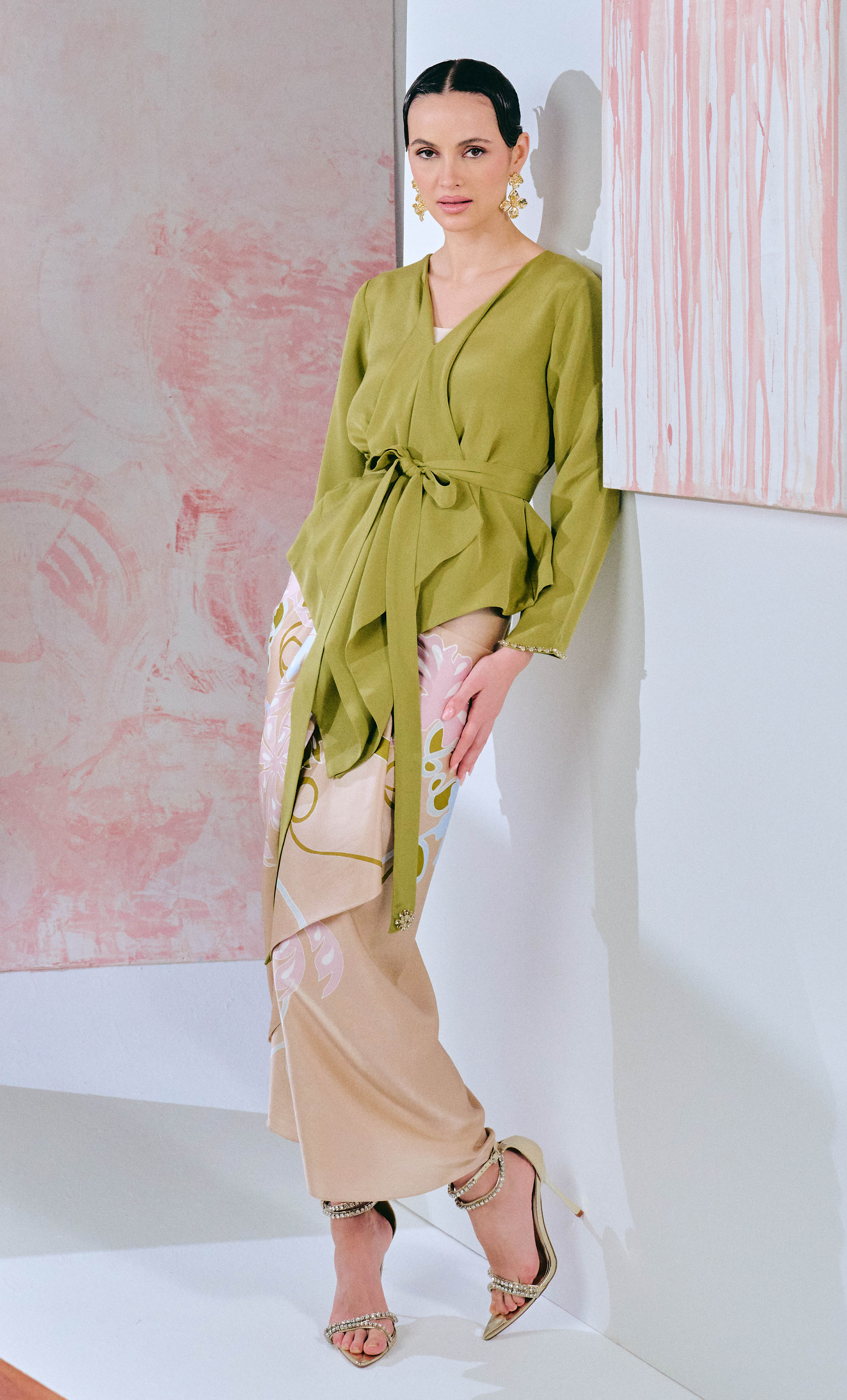 Beaded Thea Top with Palmflo Pareo