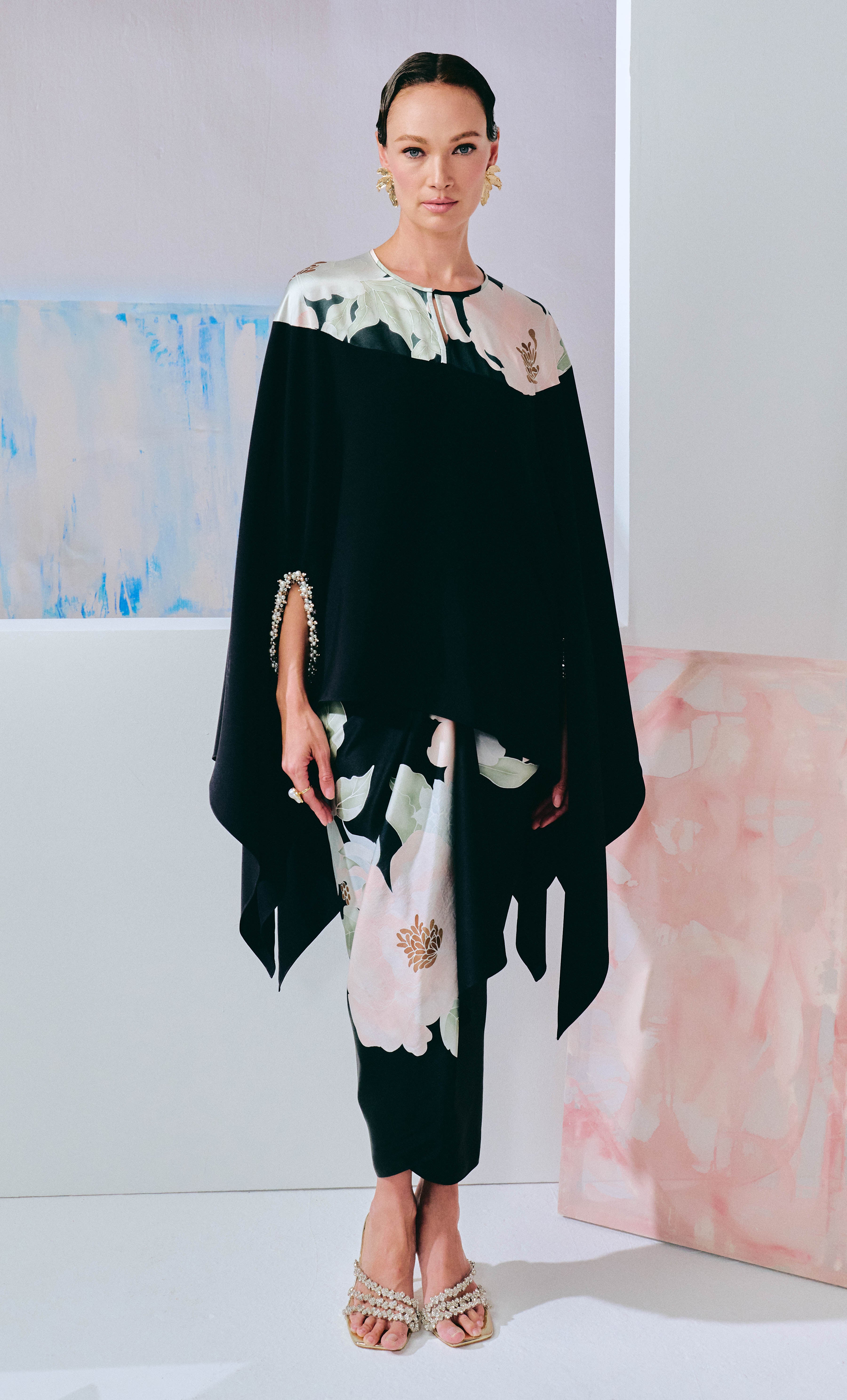 Beaded Dhia Top with Botanic Pareo