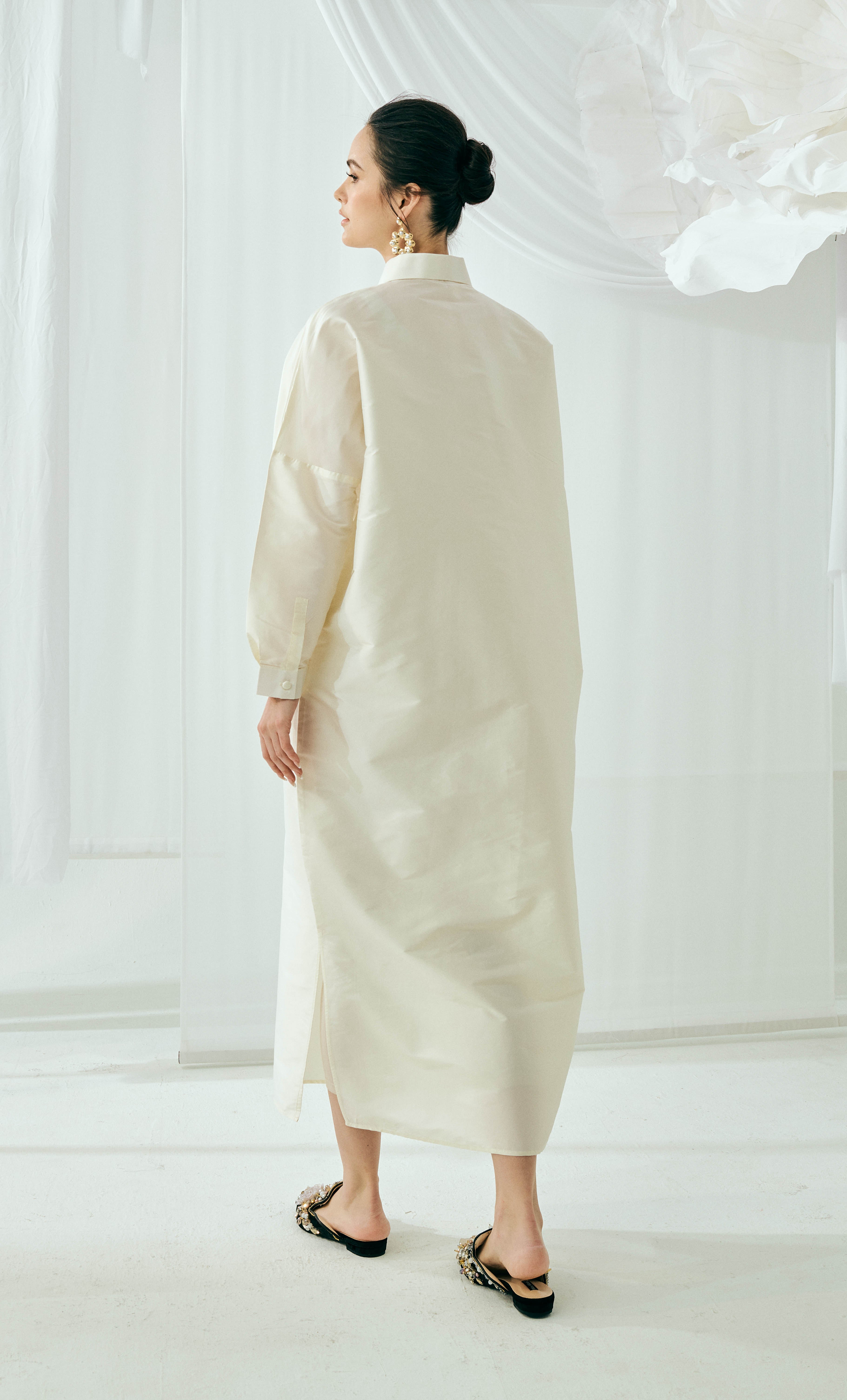 Rossa 2.0 Longsleeve Set – Beige Patches Structured Luxe Silk