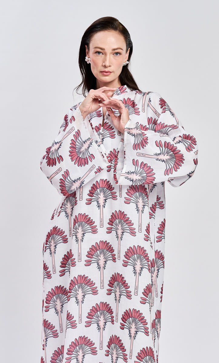 Maroon Palm Date Thalia Dress