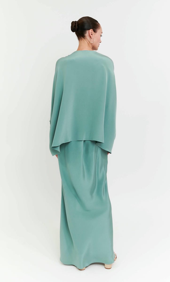 Nalia Beaded Set – Dusty Green Luxe Silk