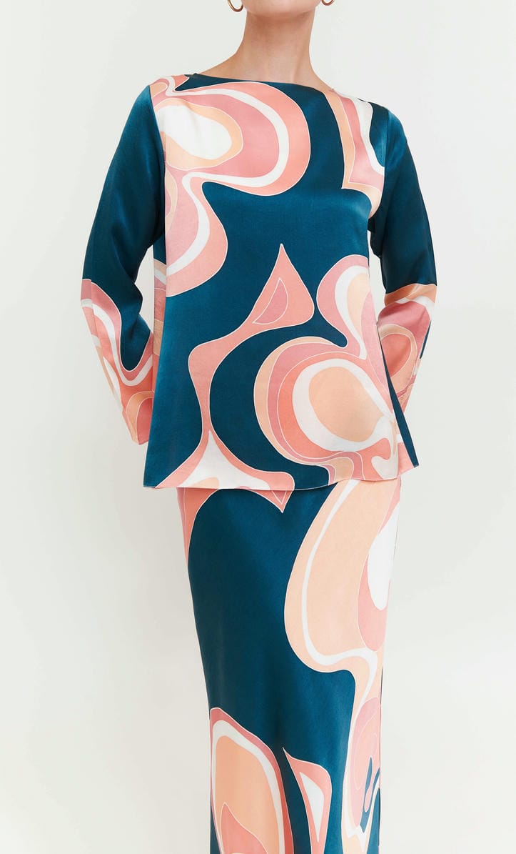 Pery Set Boatneck - Wave Satin Silk