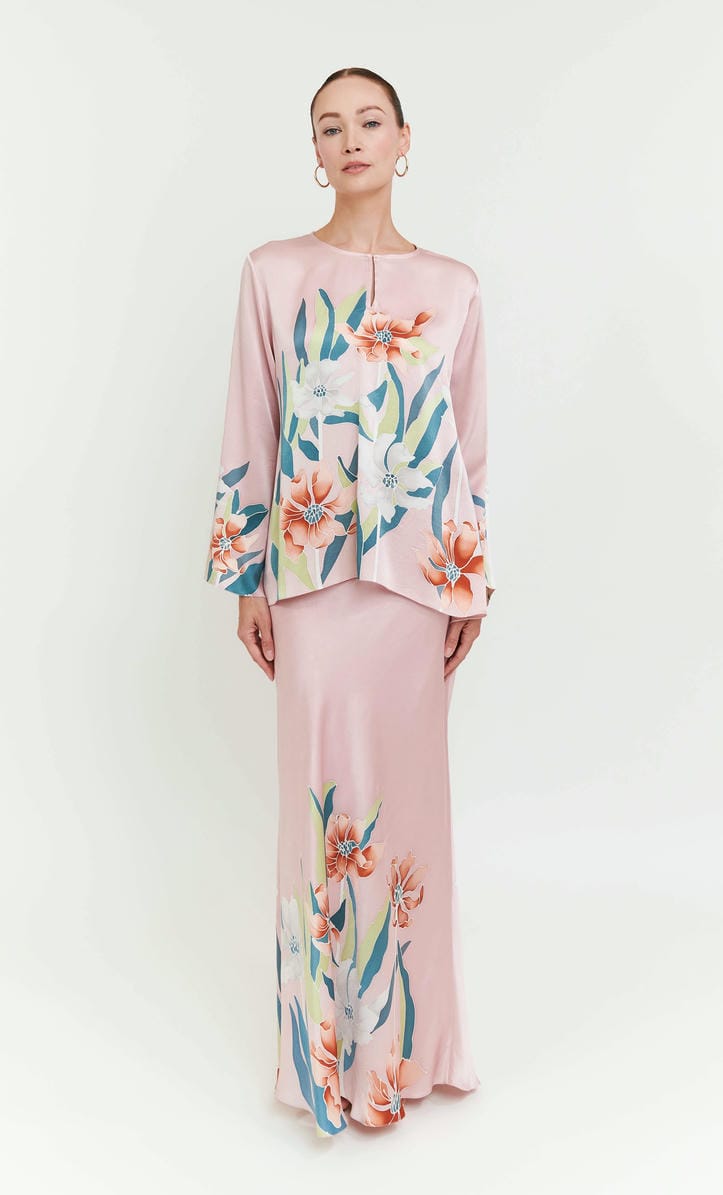 Pery Set Leher Kurung - Hwa Petals Satin Silk