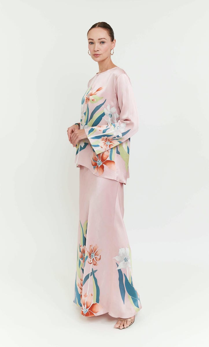 Pery Set Leher Kurung - Hwa Petals Satin Silk
