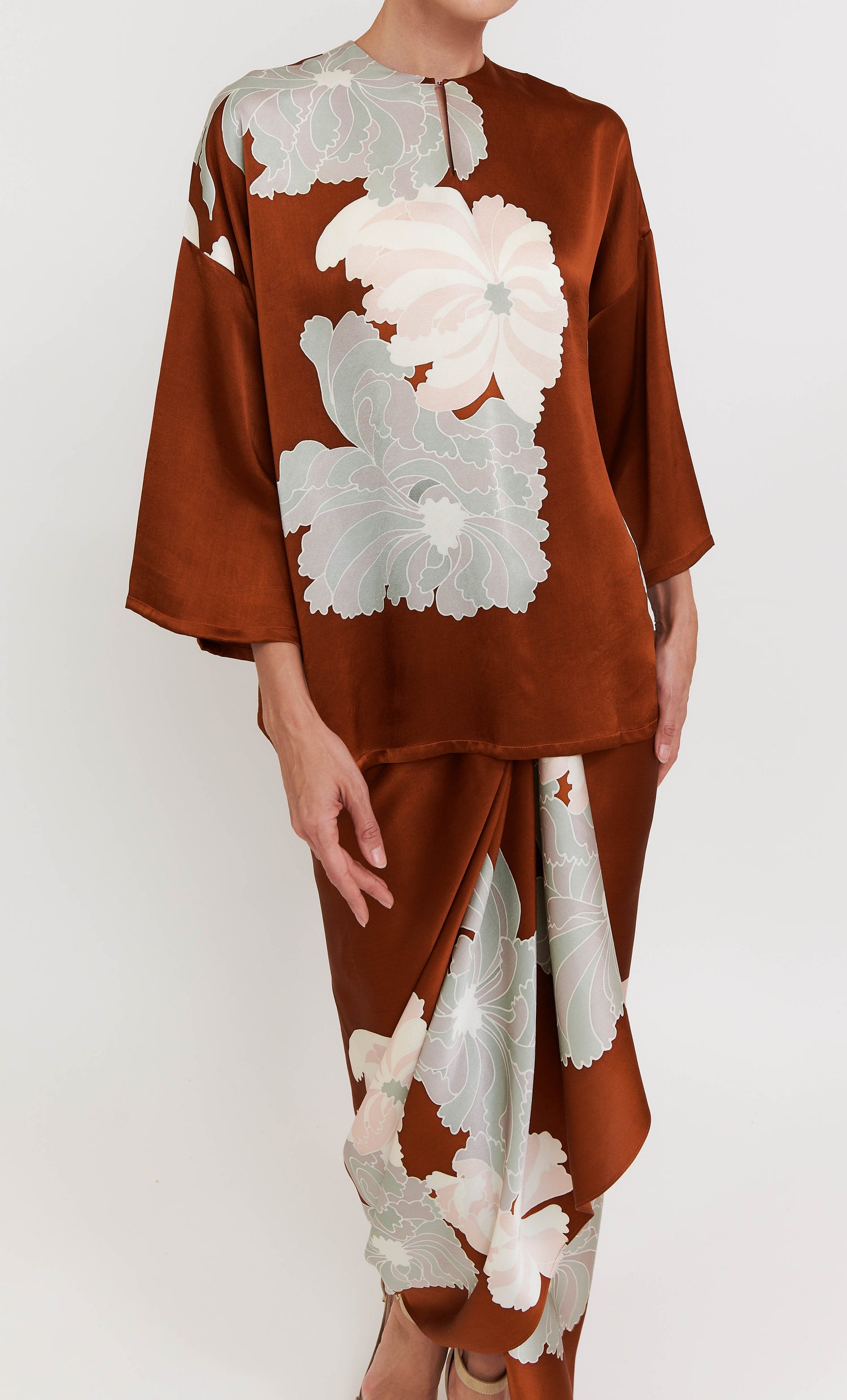 Kurung Opah Set - Cloudy Satin Silk