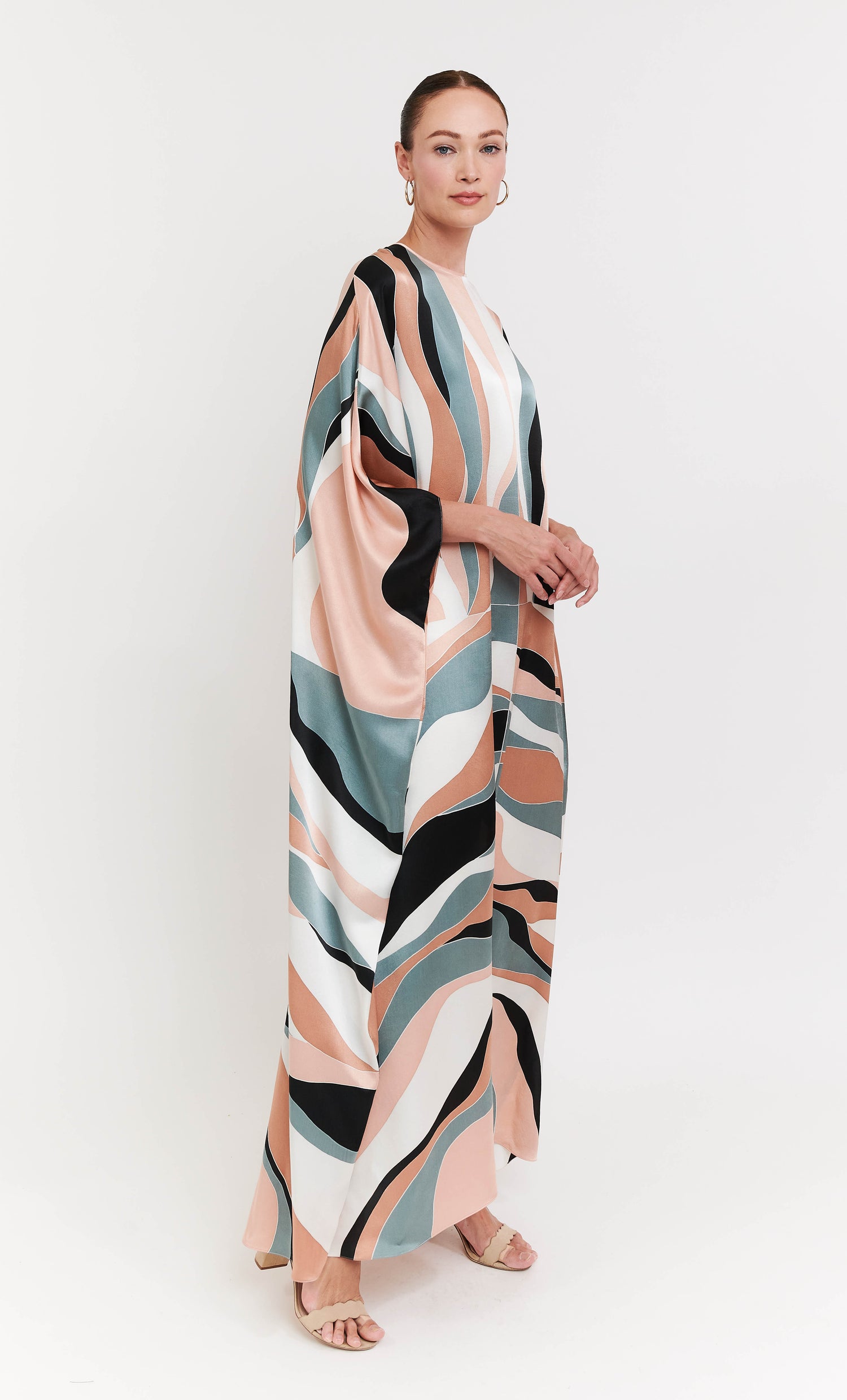Nalia Dress - Linear Satin Silk