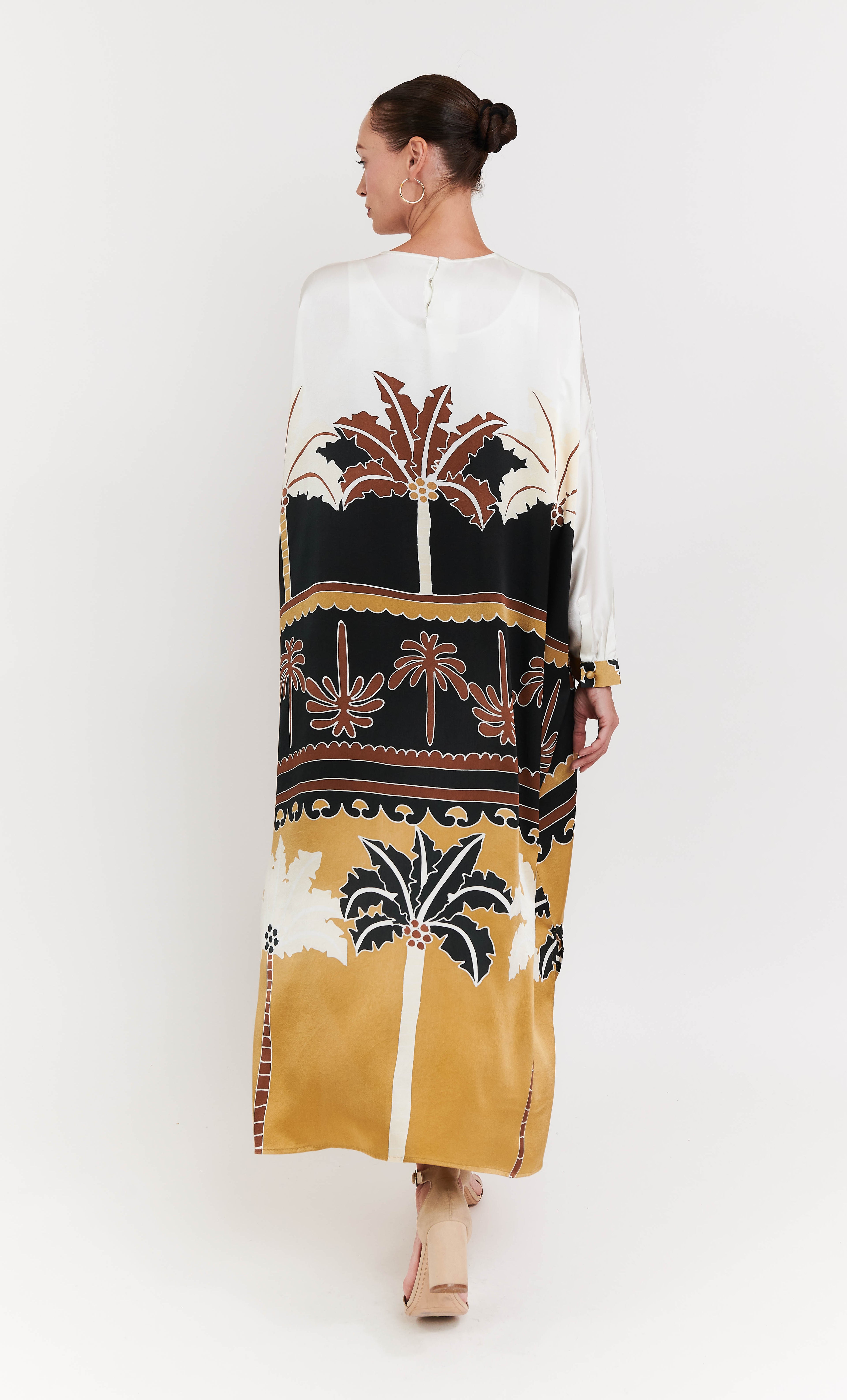 Round Neckline Marcella Dress - Tribal Satin Silk