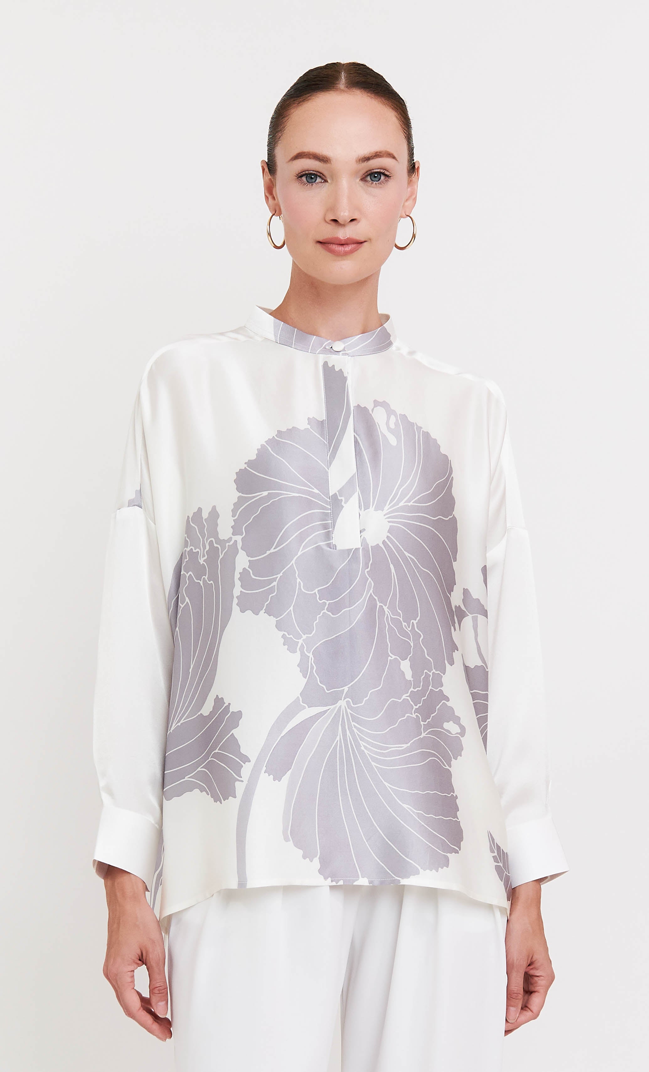 Eva Top - Ivy Flowers Satin Silk