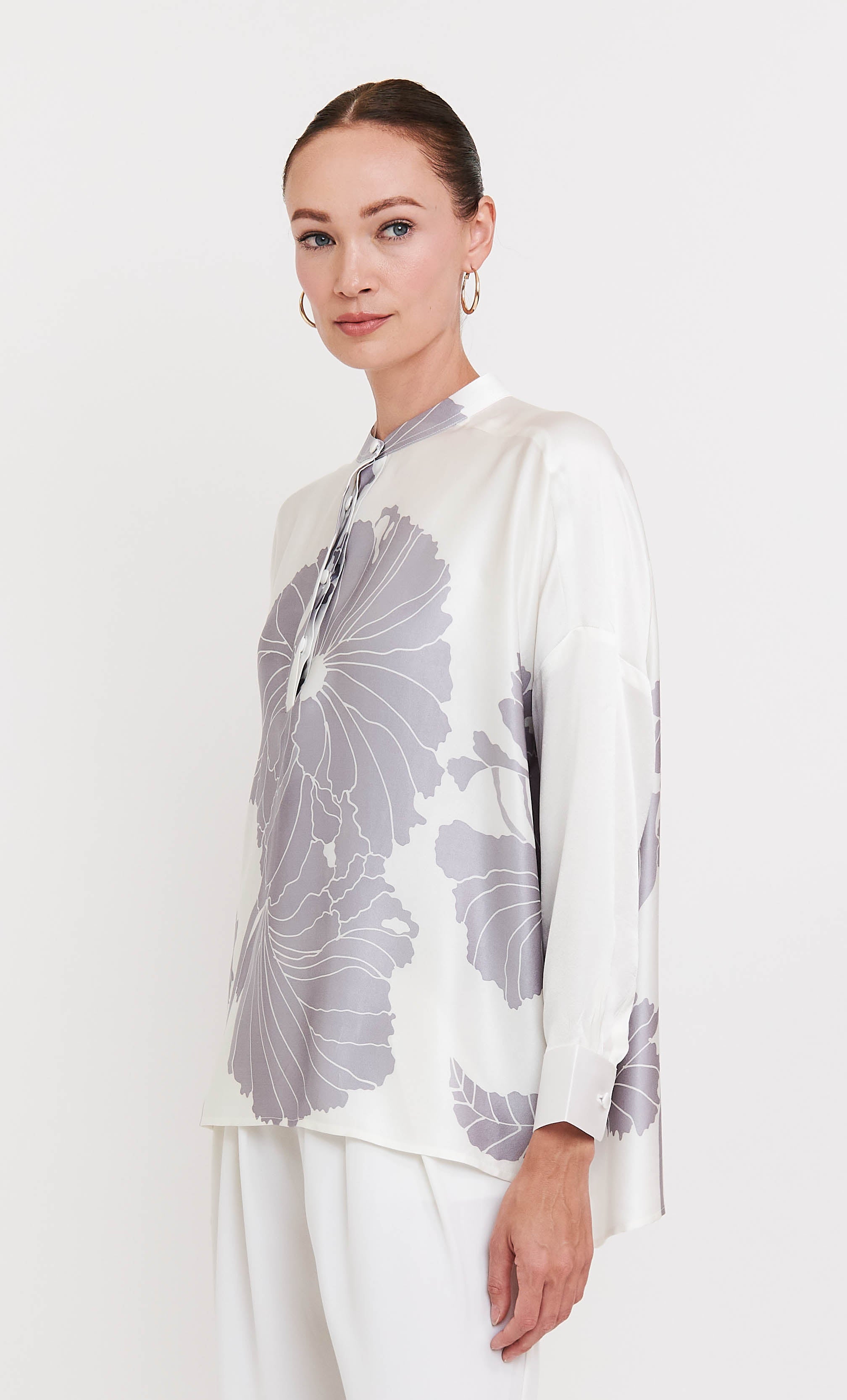 Eva Top - Ivy Flowers Satin Silk