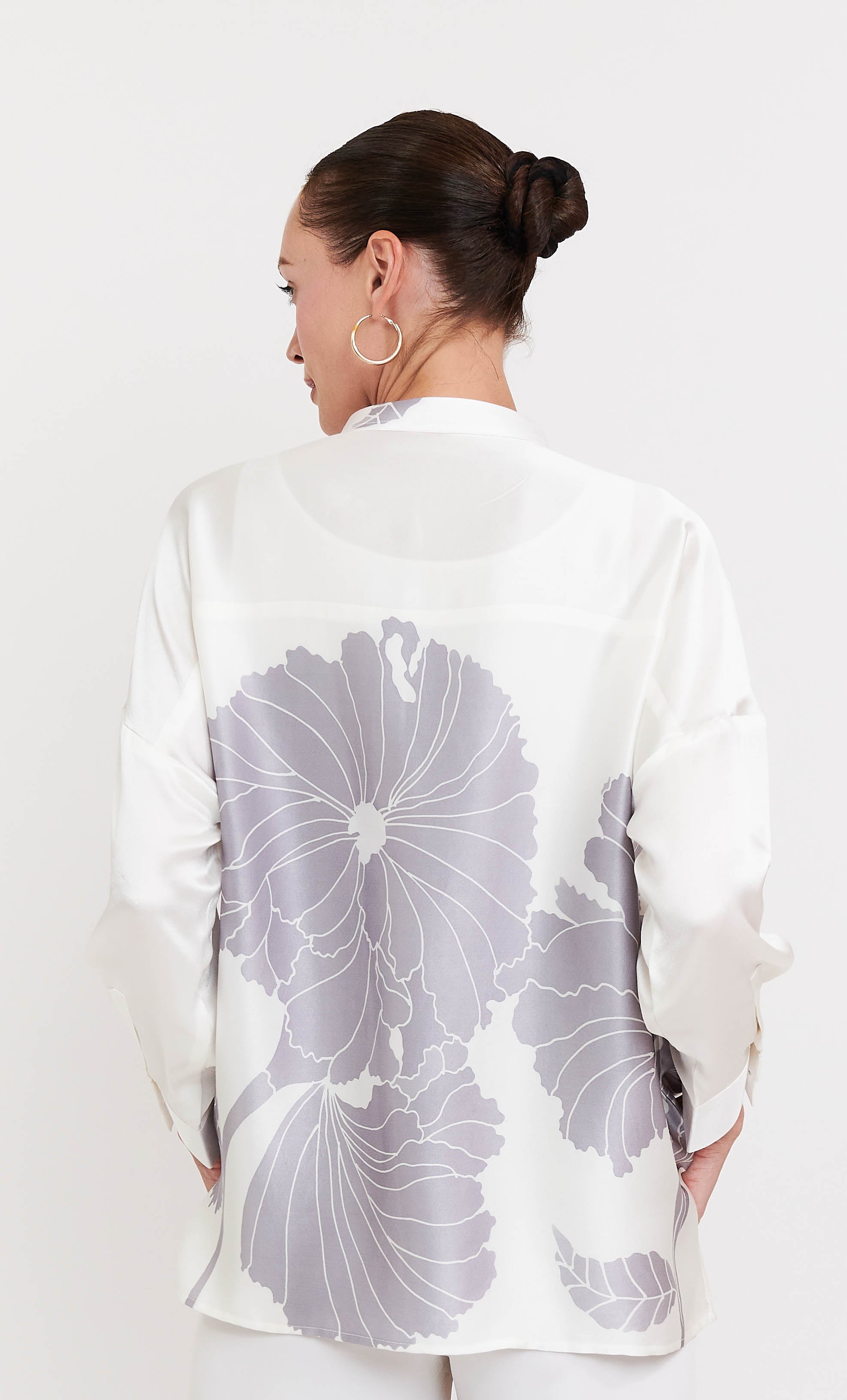 Eva Top - Ivy Flowers Satin Silk