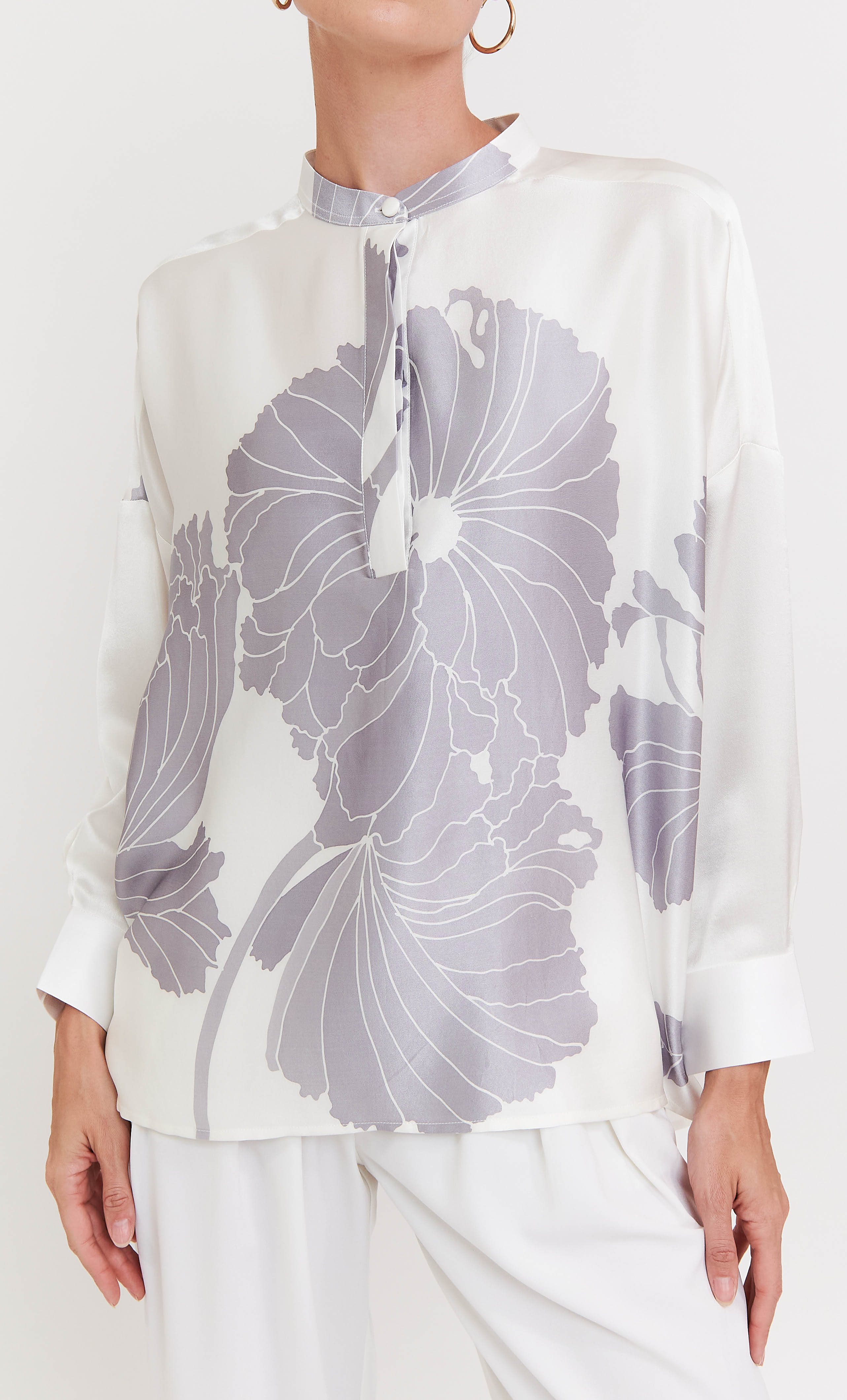 Eva Top - Ivy Flowers Satin Silk