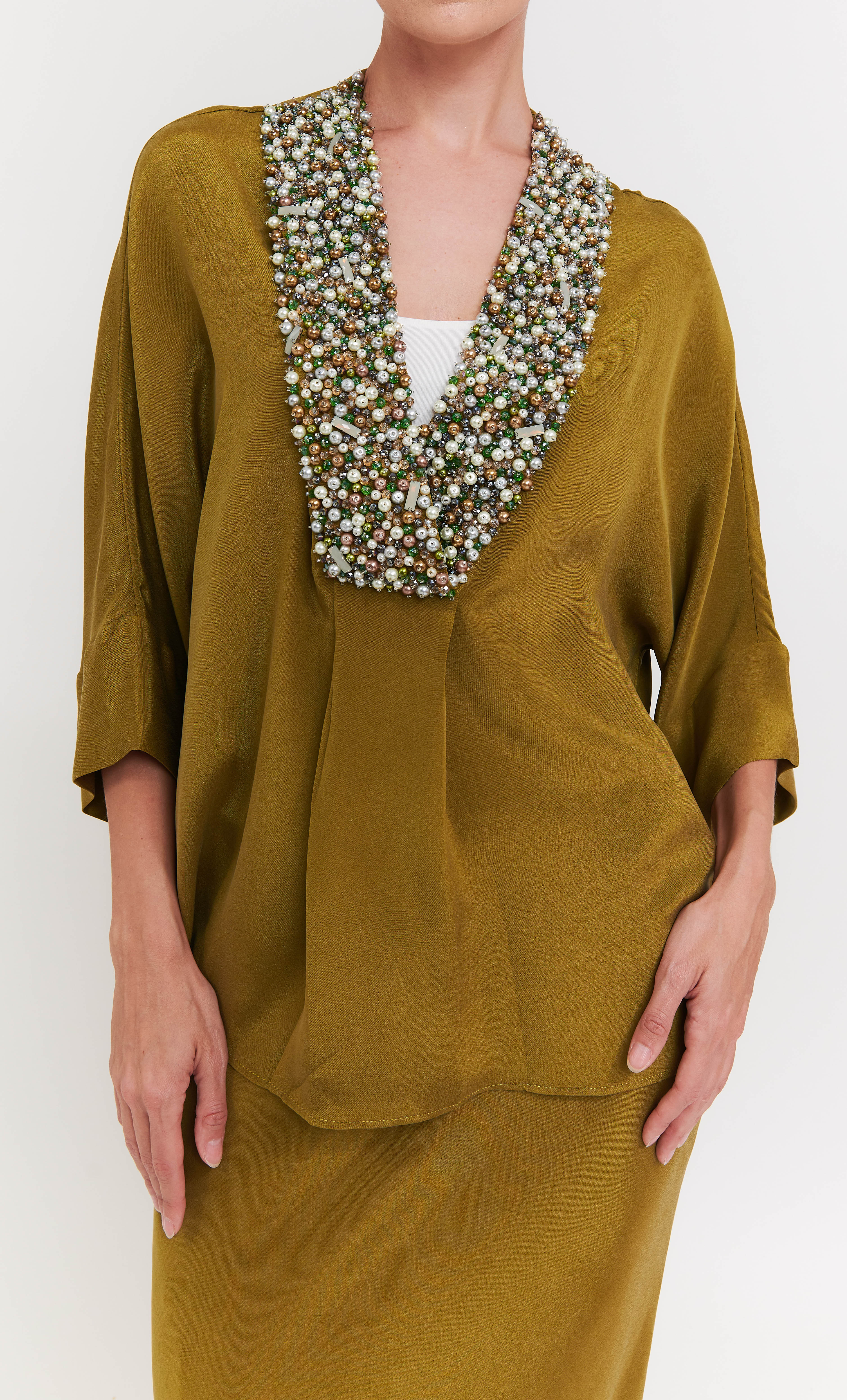 Victoria Beaded Set – Olive Luxe Silk