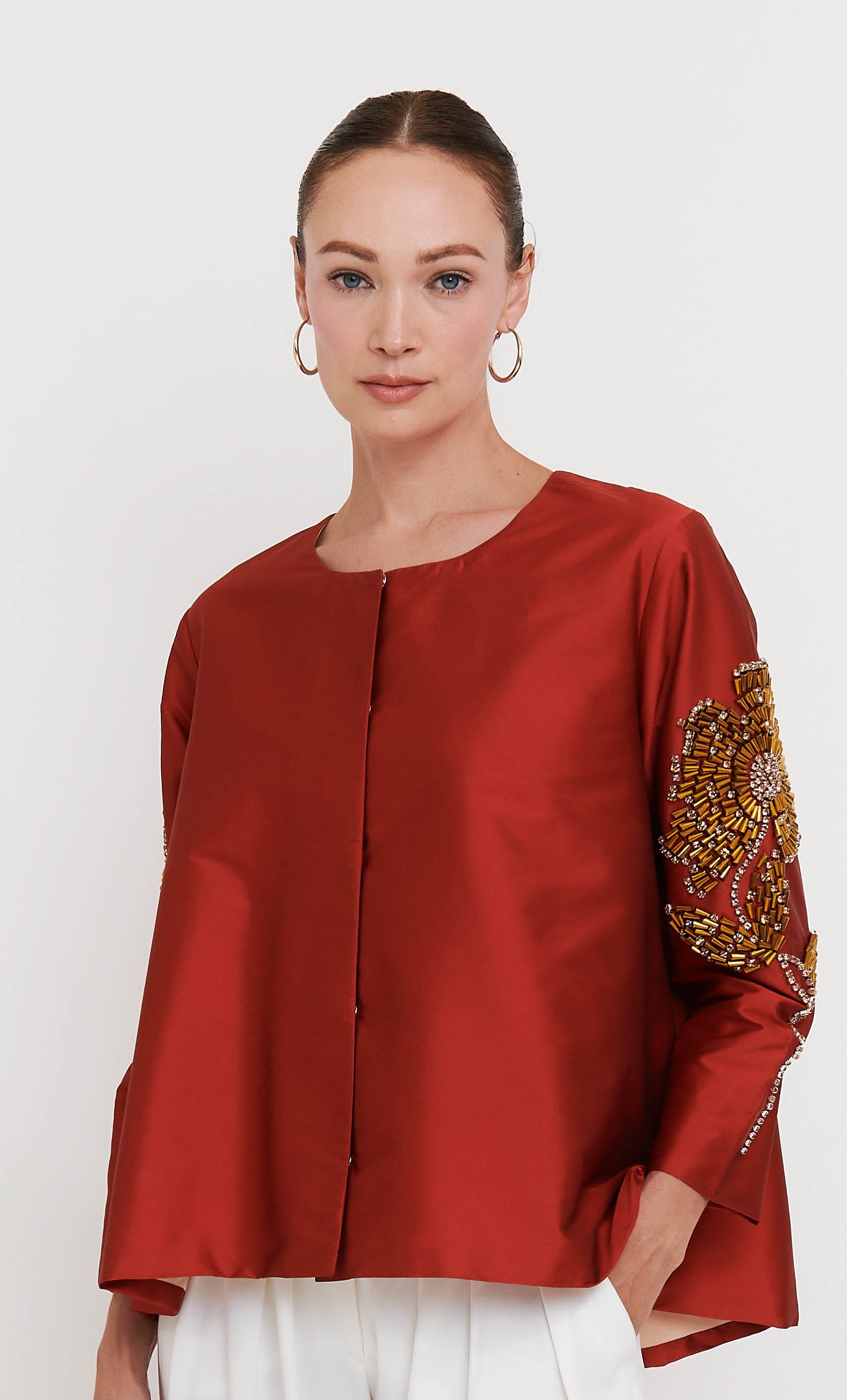 Jacket Top – Beaded Red Luxe