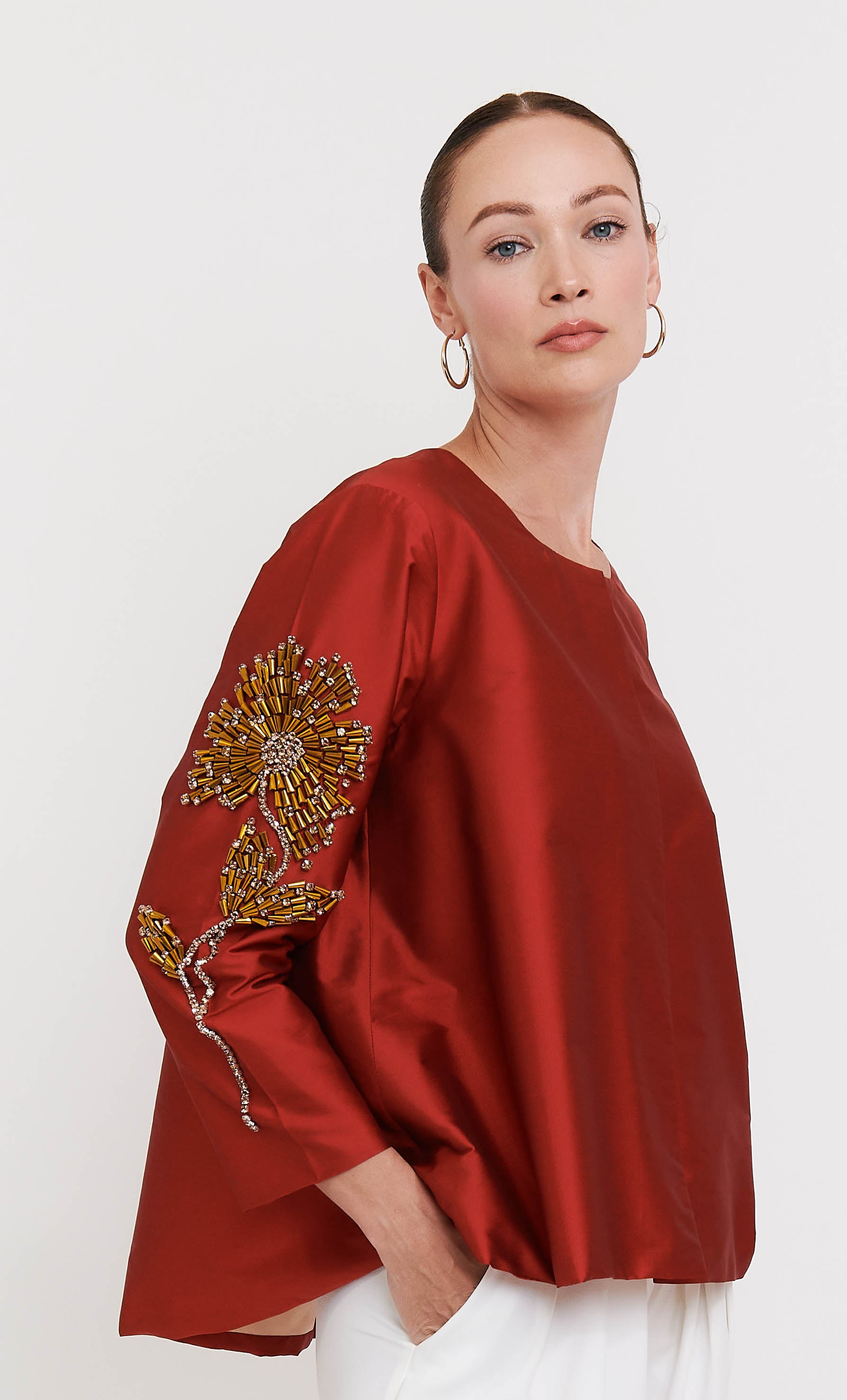 Jacket Top – Beaded Red Luxe