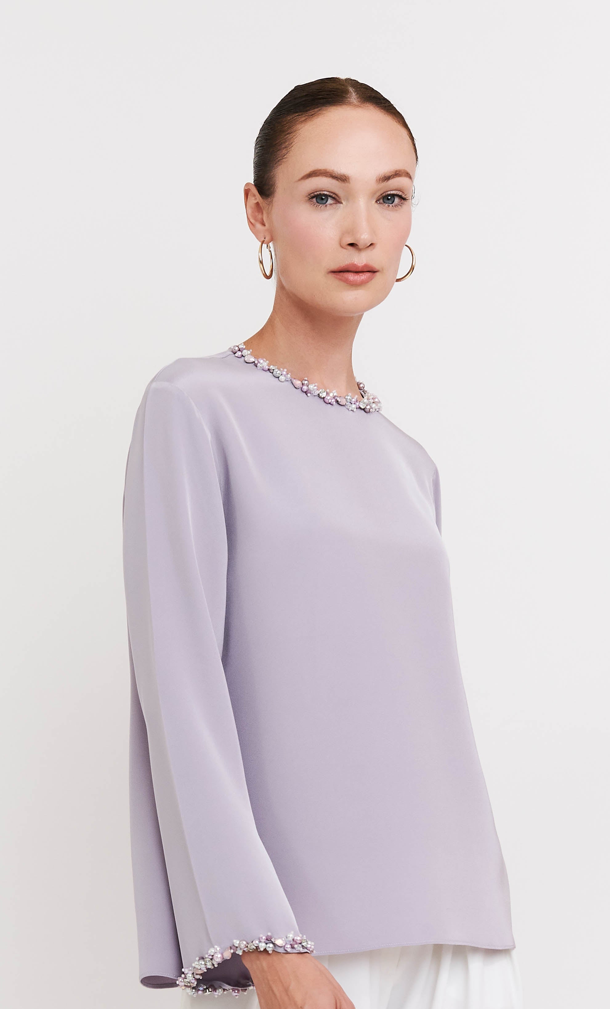 Beaded Pery Top – Lilac Luxe Silk