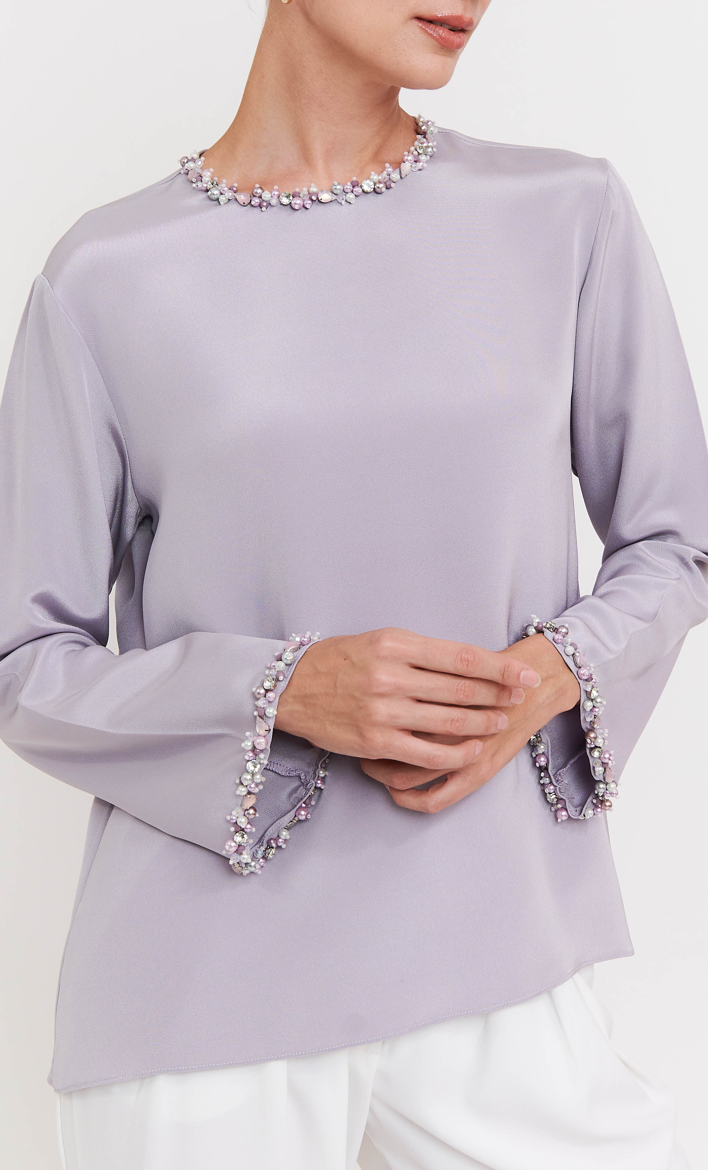 Beaded Pery Top – Lilac Luxe Silk