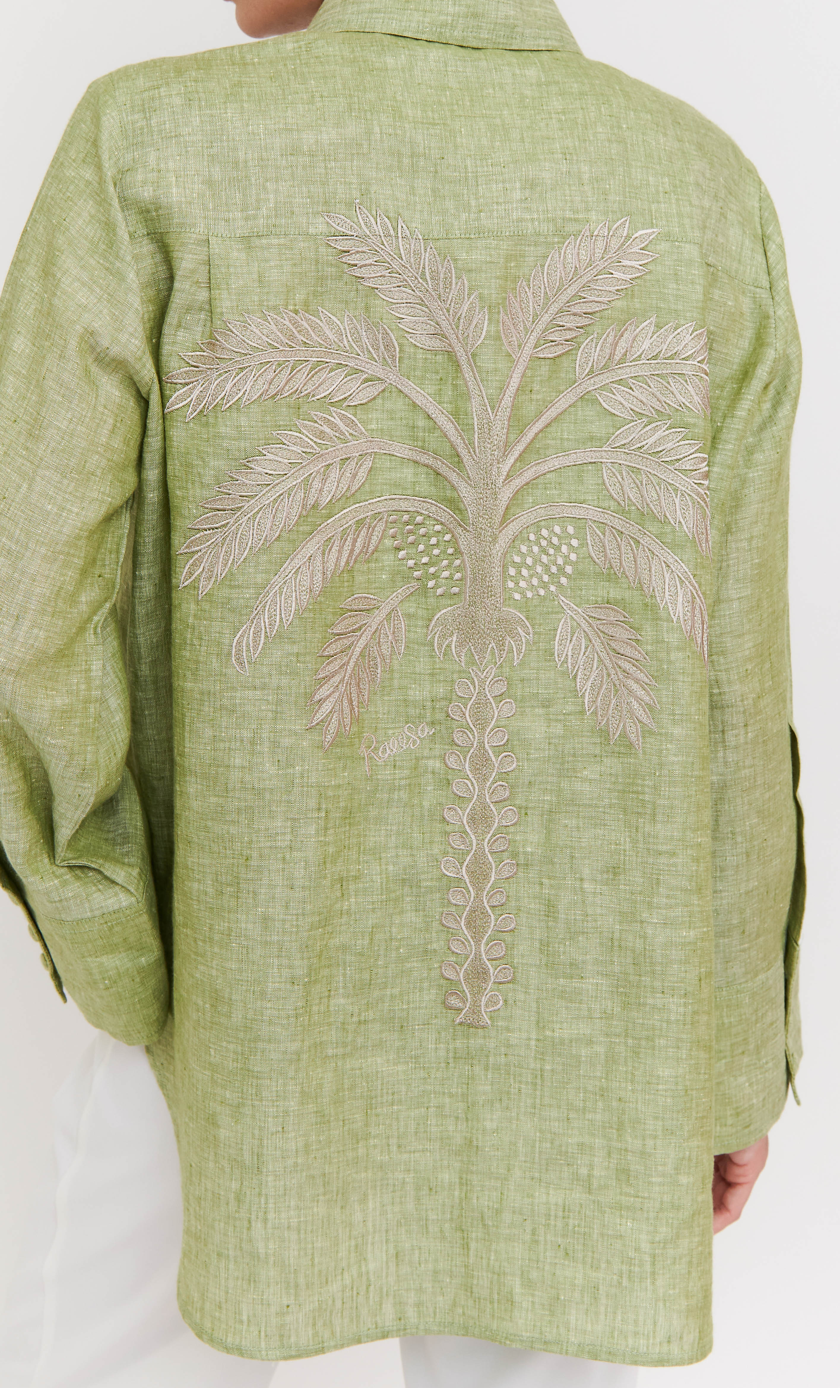 Shirt Top - Long Sleeve with Palm Tree Embroidery