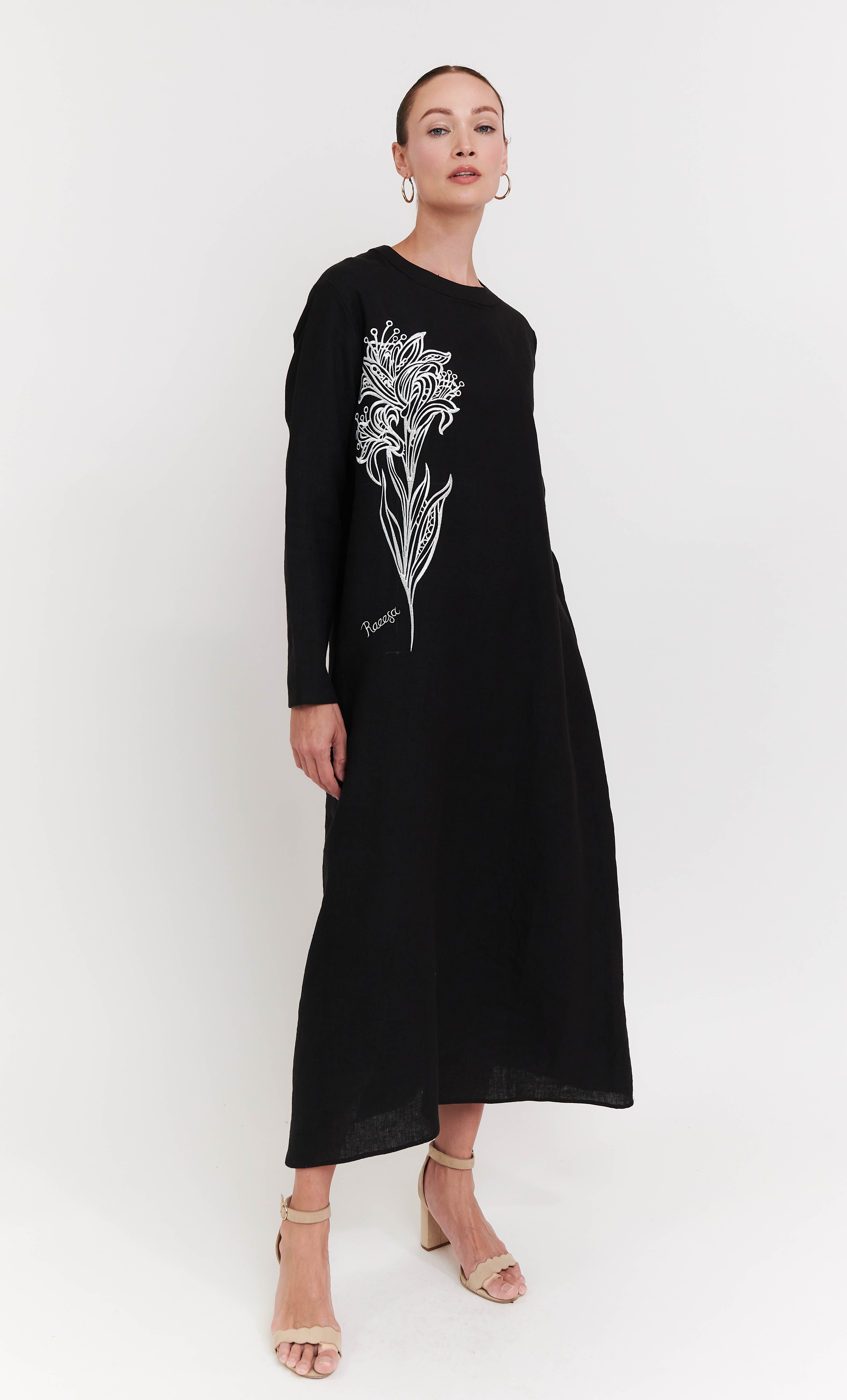Merra Dress – Black Baby Lily Embroidery