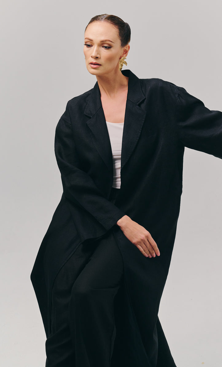 Blazer Dress with Palazzo – Black