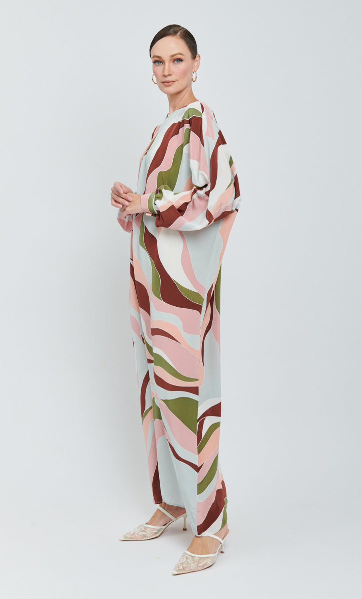 Rina Dress - Linear Crepe Silk