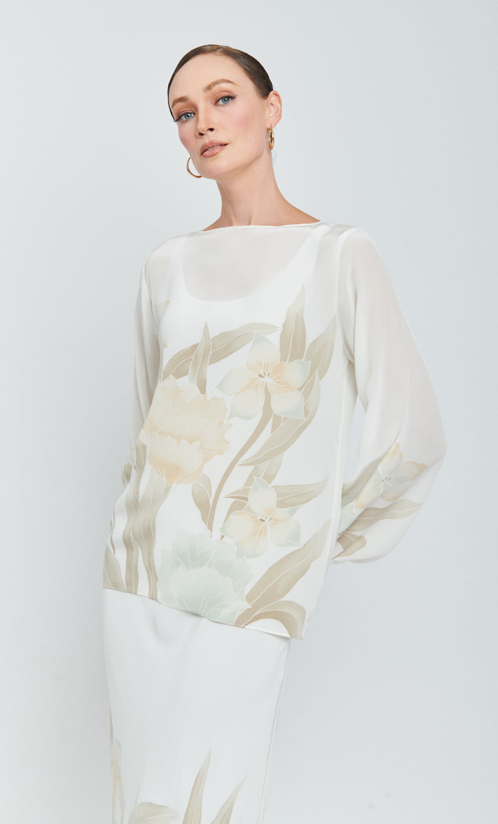 Pery Ballon Sleeve Set -Kuntum Crepe Silk