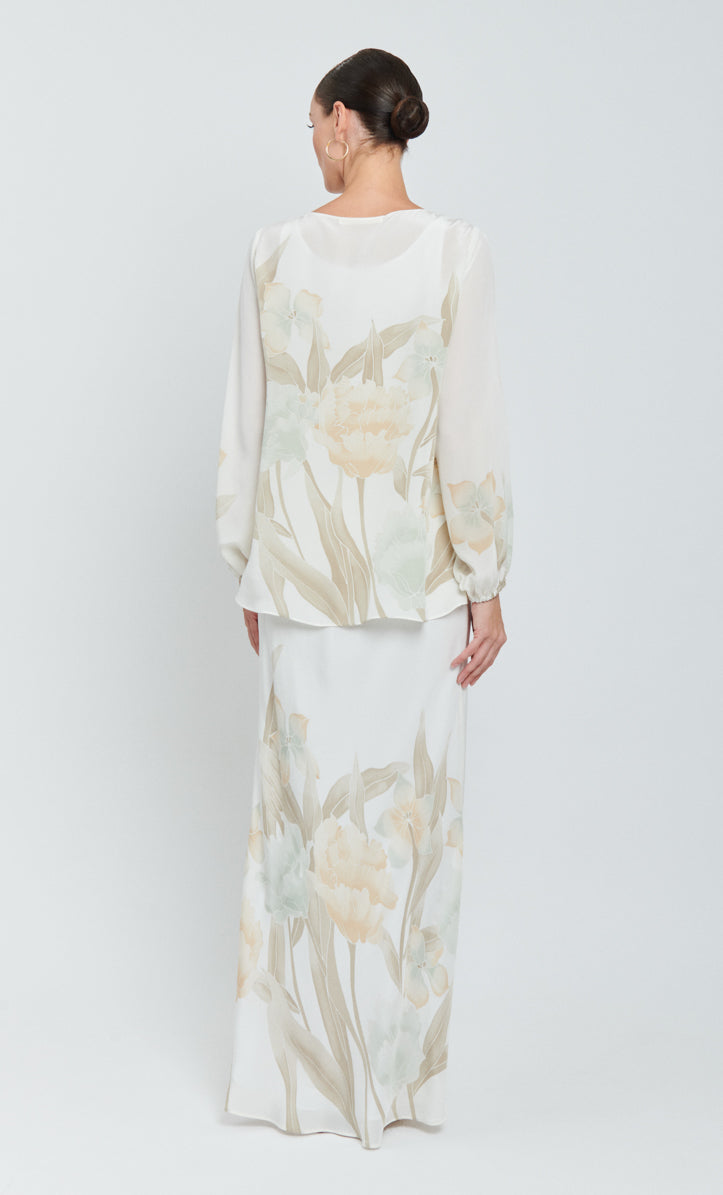 Pery Ballon Sleeve Set -Kuntum Crepe Silk