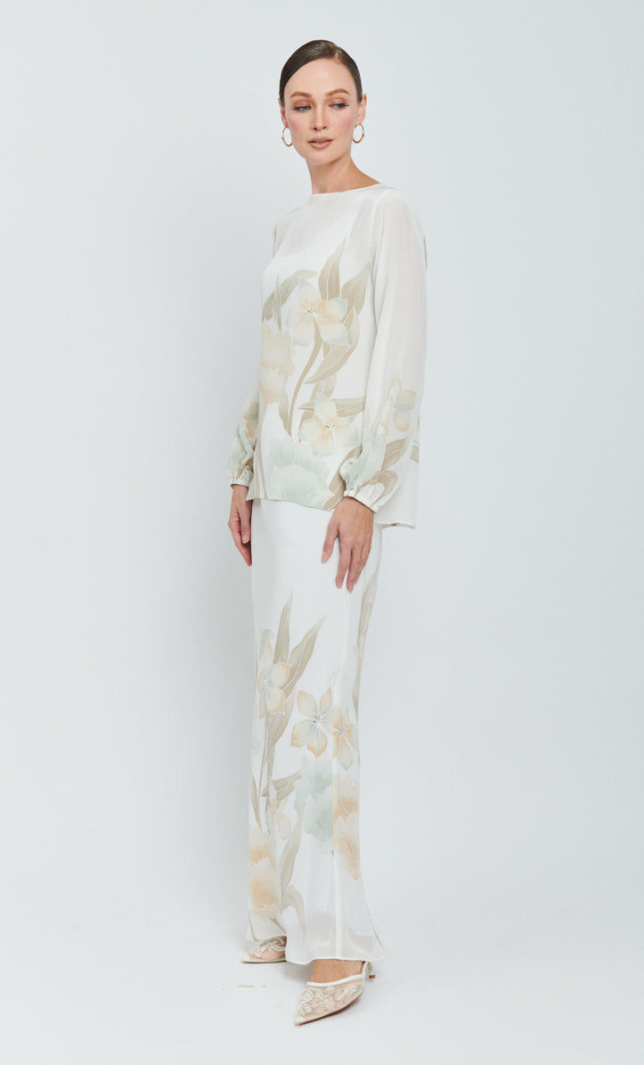 Pery Ballon Sleeve Set -Kuntum Crepe Silk