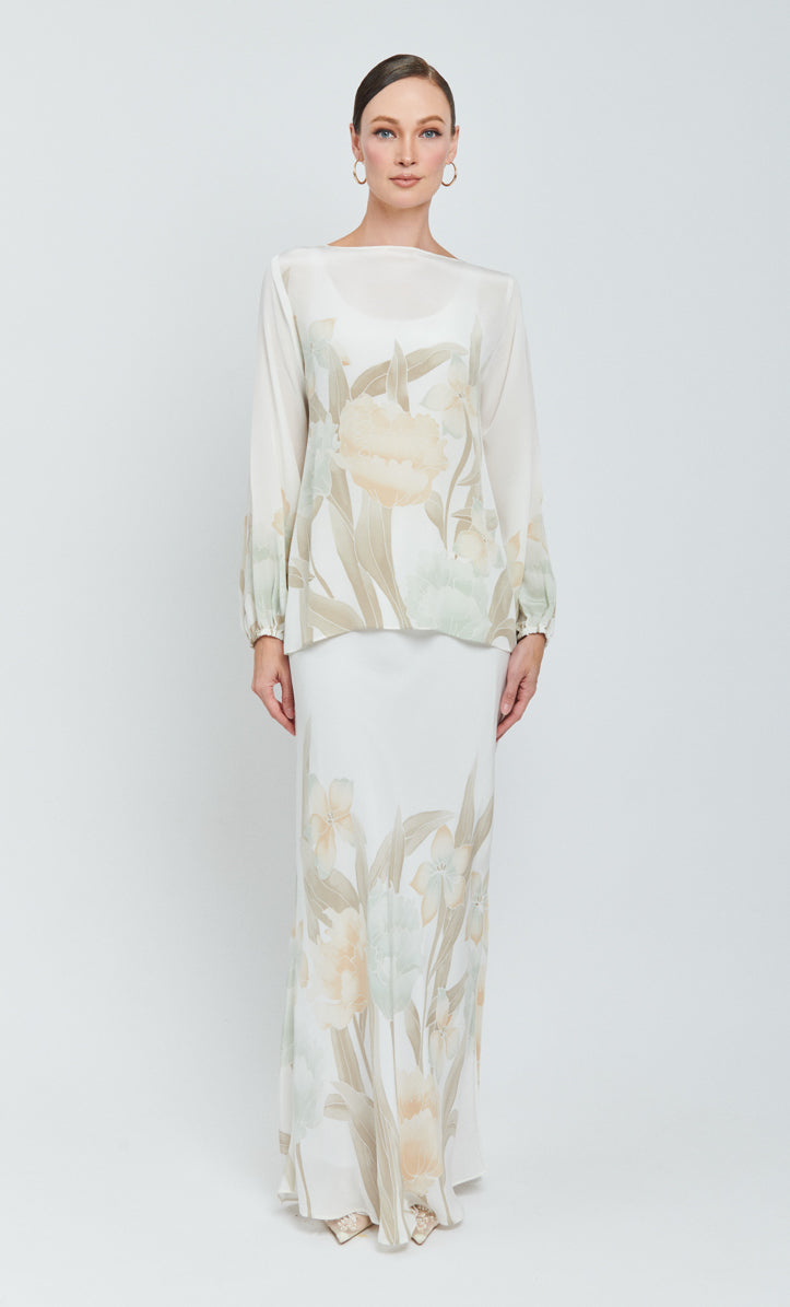 Pery Ballon Sleeve Set -Kuntum Crepe Silk