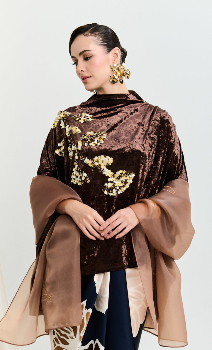 Beaded Thara Top with Dahlia Pareo