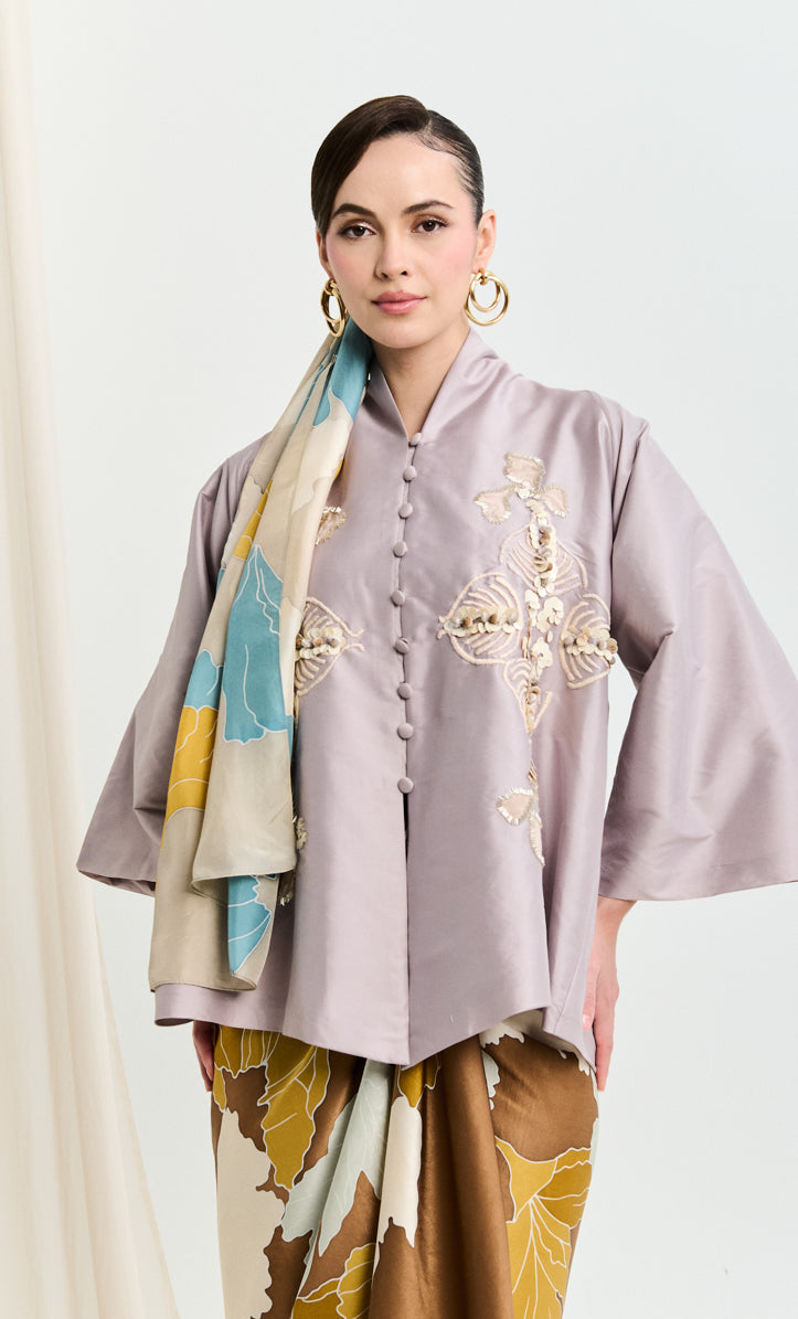 Applique and Beaded Velora Top with Petals Pareo