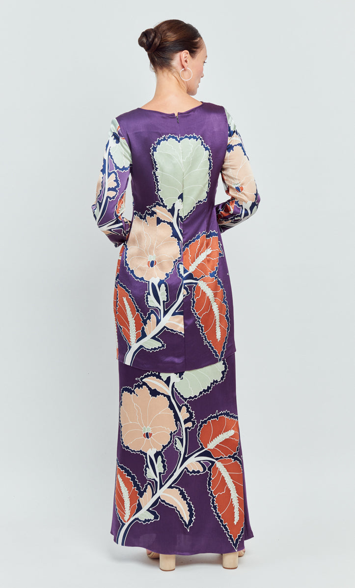 Kurung Modern Set - Violet Satin Silk