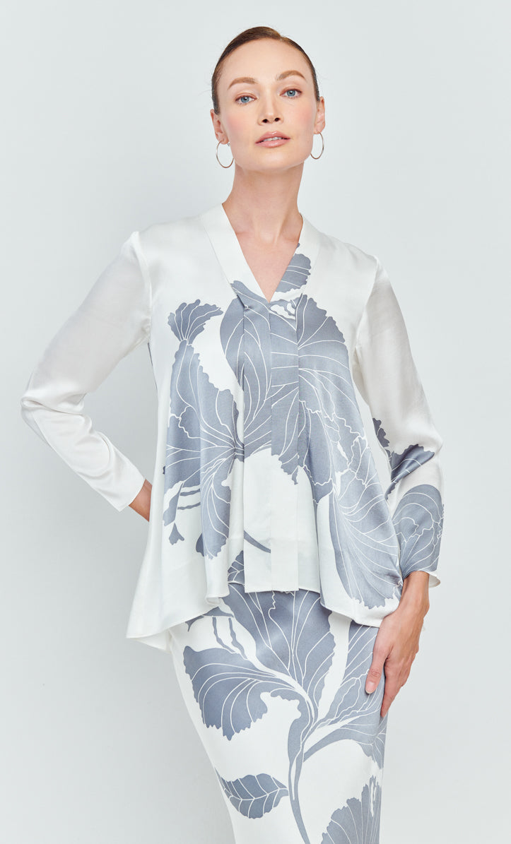 Loose Kebaya Set - Ivy Flowers Satin Silk