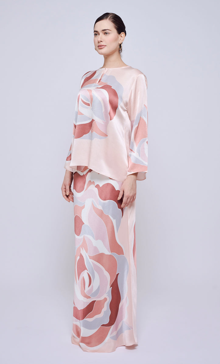 Pery Set Leher Kurung - Rossy Pink Satin Silk