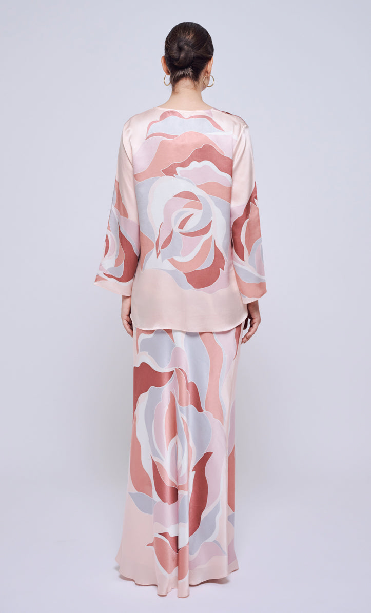 Pery Set Leher Kurung - Rossy Pink Satin Silk
