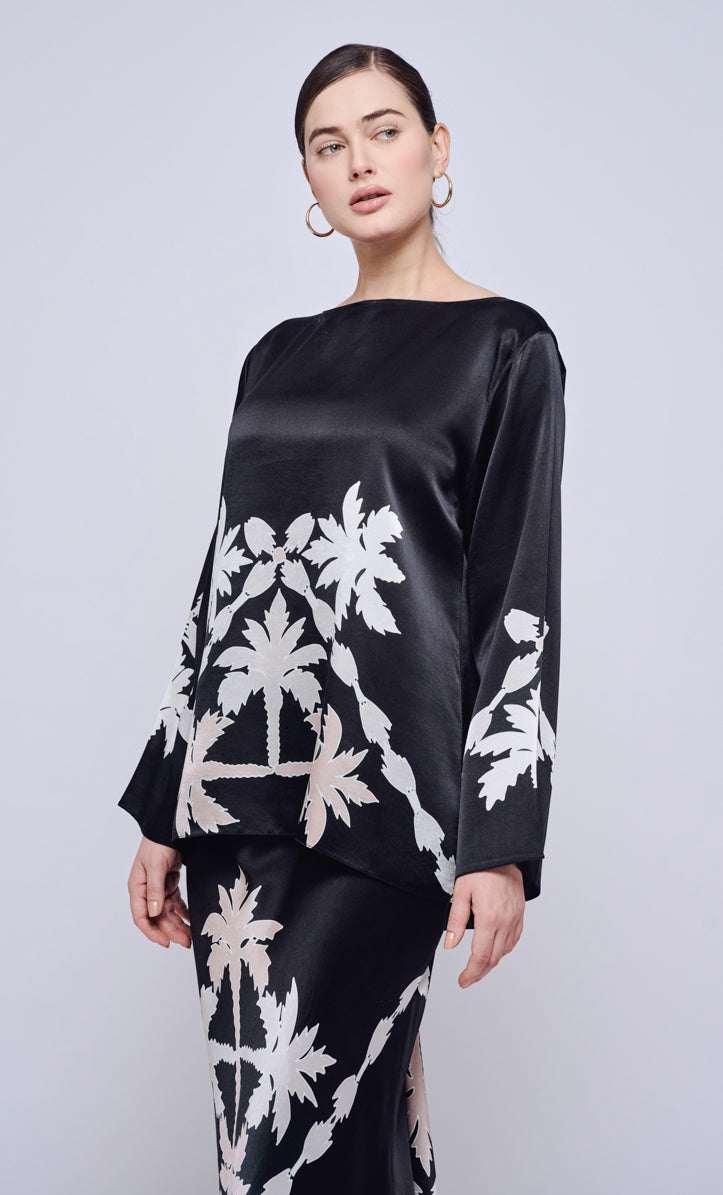 Pery Set Boat Neck - Palmflo Satin Silk
