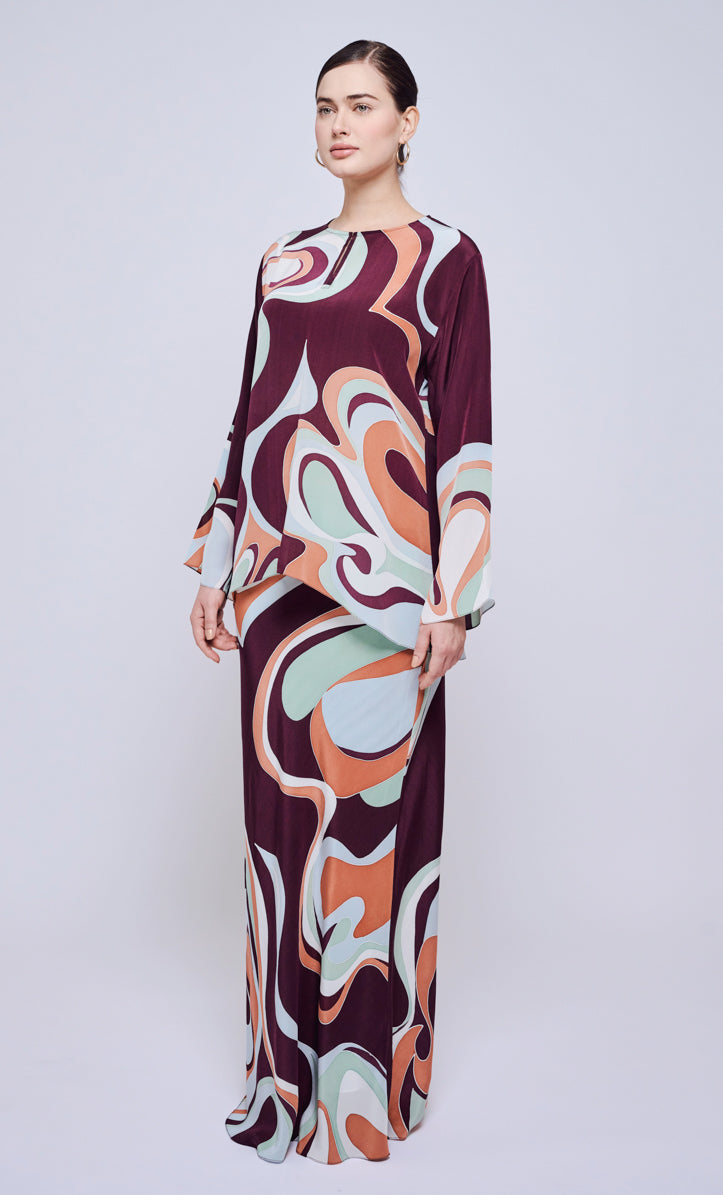 Pery Set Leher Kurung - Waves Crepe Silk