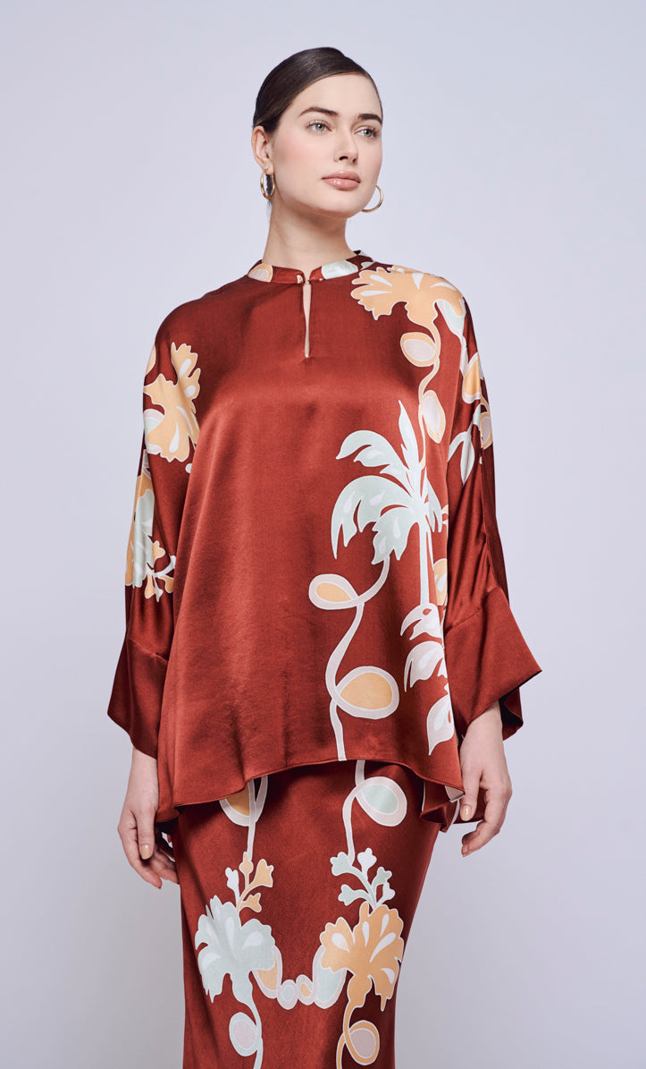Alia Short Set - Palmflo Satin Silk