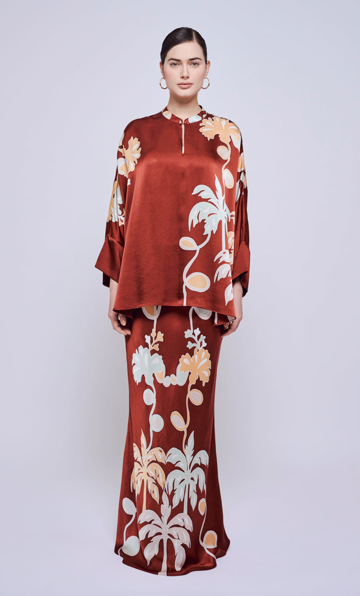 Alia Short Set - Palmflo Satin Silk