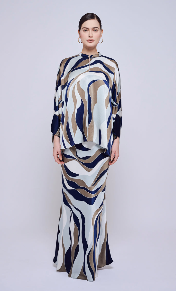 Alia Short Set - Linear Satin Silk
