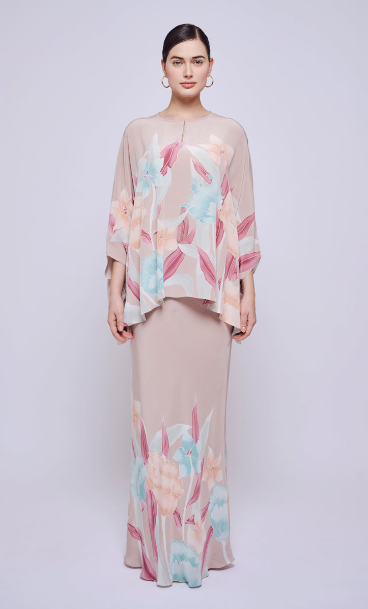 Nalia Short Set - Kuntum Lilac Crepe Silk