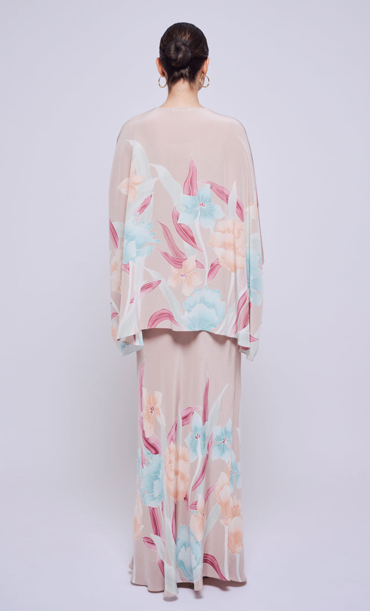 Nalia Short Set - Kuntum Lilac Crepe Silk