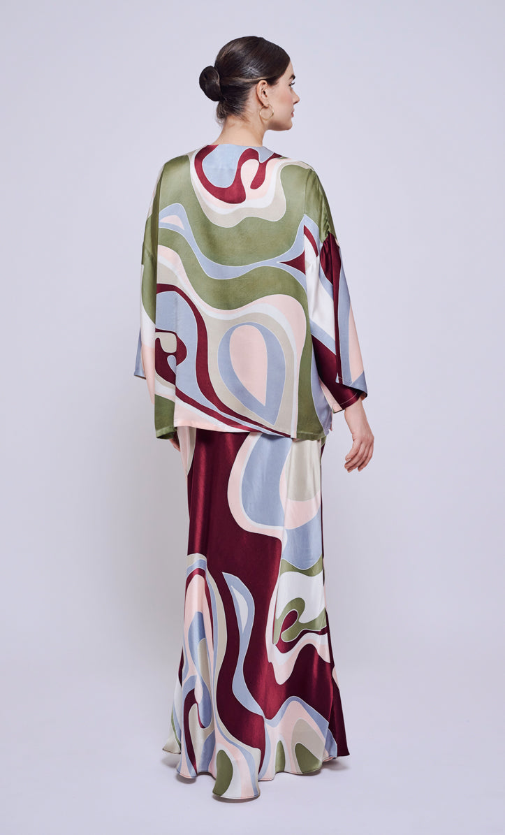 Kurung Opah Set - Waves Satin Silk