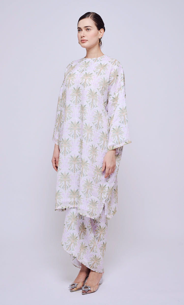 Banana Tree Long Kurung Opah with Instant Pareo - Off White