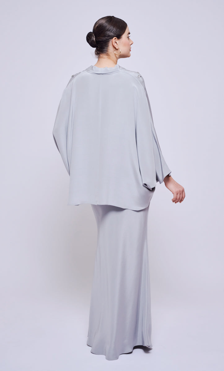 Norah 2.0 Beaded Set - Grey Heavy Crepe