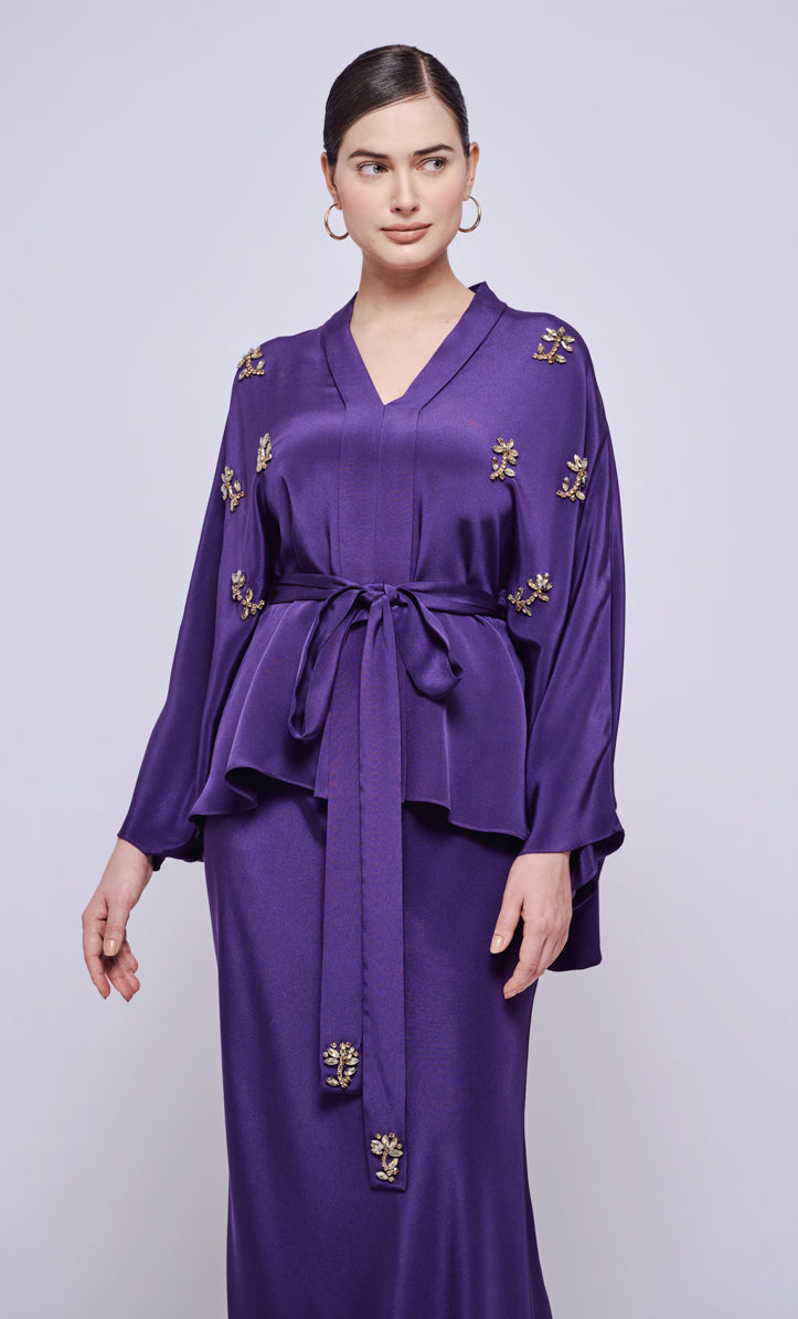 Norah 2.0 Beaded Set - Purple Heavy Crepe